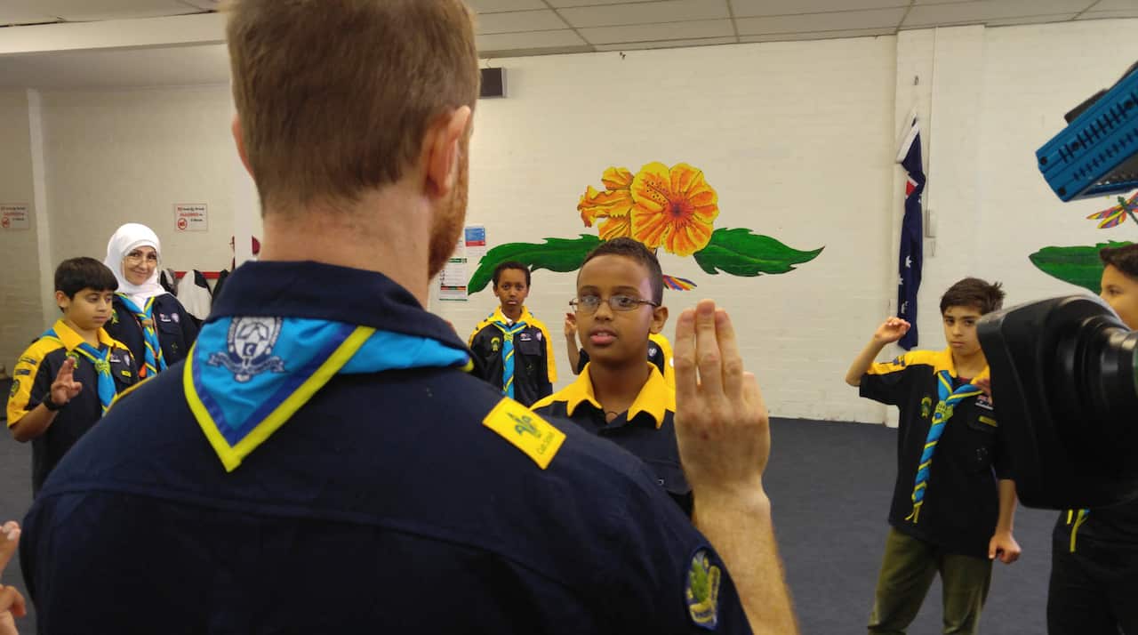 Muslim scouts at the Australian International Academy at Coburg, Melbourne. Picture: Philip Ly