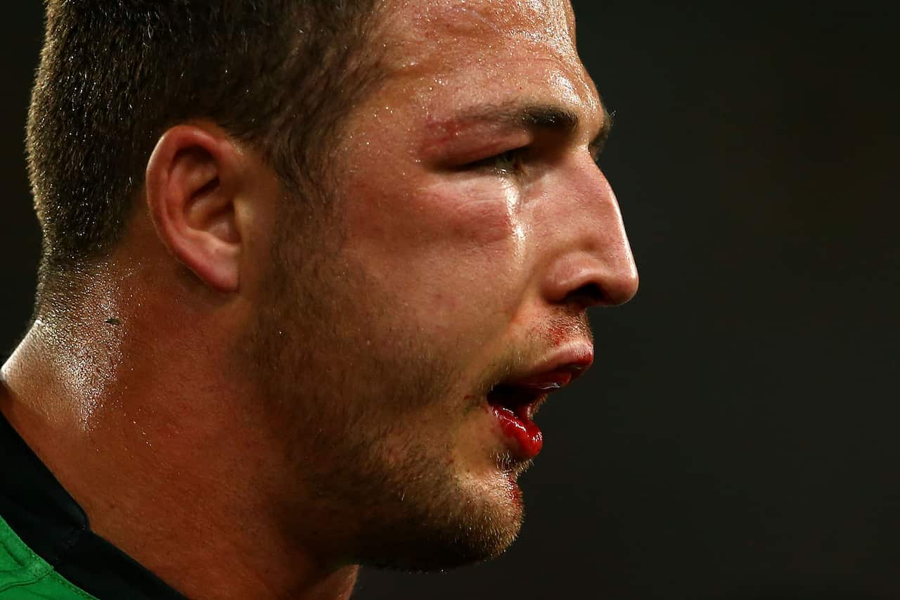 Sam Burgess at half-time. (Getty)