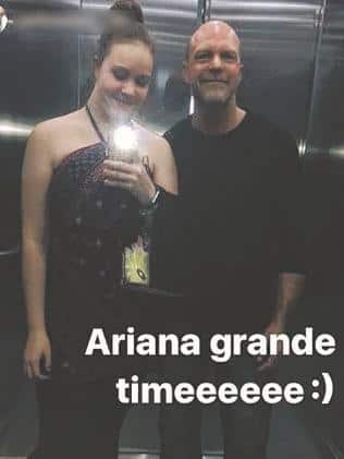Peta and her father before the concert in Manchester.