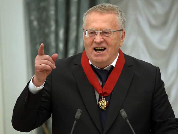 Russian LDPR Party Leader Vladimir Zhirinovsky speaks during the state awarding ceremony at the Kremlin in Moscow, Russia.