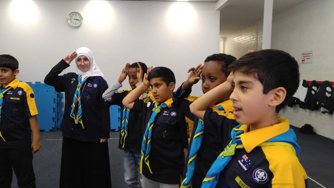 Muslim scouts at the Australian International Academy at Coburg, Melbourne. Picture: Philip Ly