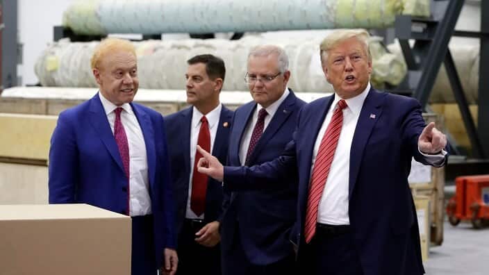President Donald Trump Prime Minister Scott Morrison and billionaire businessman Anthony Pratt.