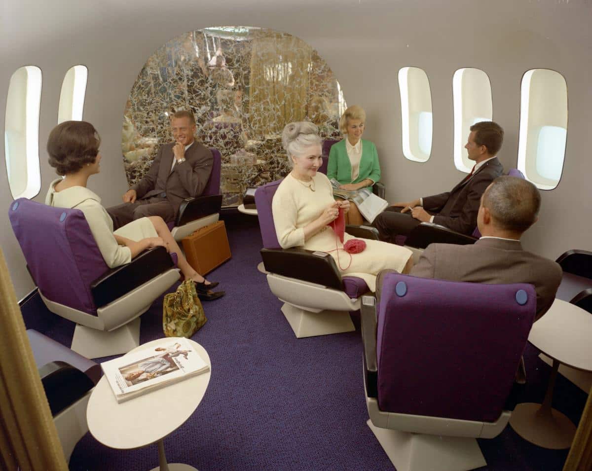 A full scale mockup of the proposed 747 lounge configuration. (Source: Boeing)