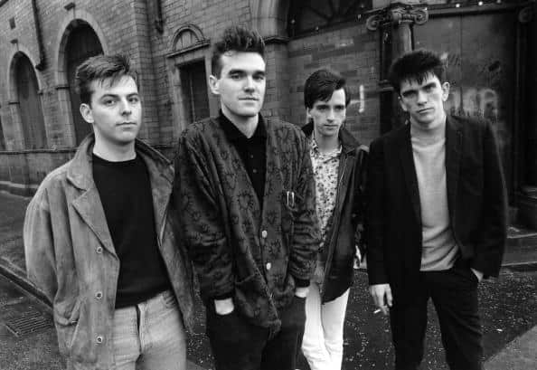 The Smiths outside Salford Lads Club, Queen Is Dead sessions  (Photo by Stephen Wright/Redferns)