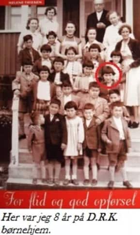 A photo of Helen Thiesen, aged eight, with other children at the orphanage in Greenland.