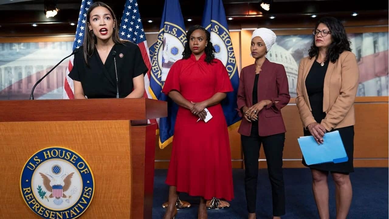 The congresswomen talk to the press on Monday.