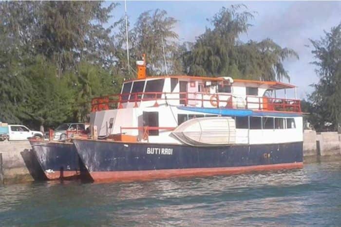 The 17-metre-long wooden catamaran, the MV Butiraoi, left Nonouti Island on January 18 for the main island of Tarawa on a two-day journey. 