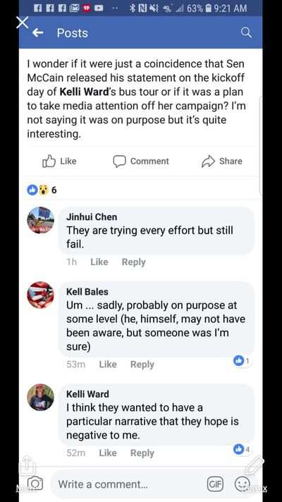 A screenshot of the Facebook post obtained by the Arizona Republic.