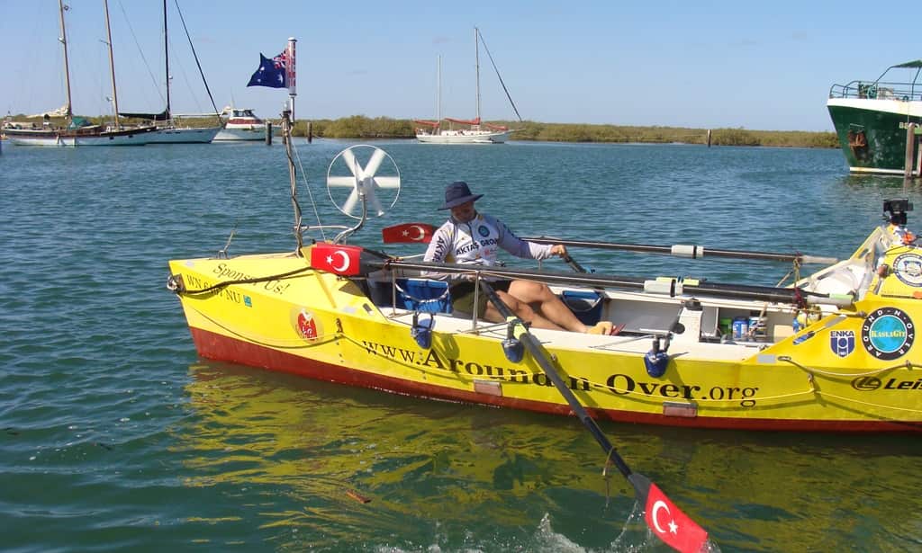 Erden Eruç departing from Carnarvon, Western Australia, July 13, 2010. (Source: supplied)