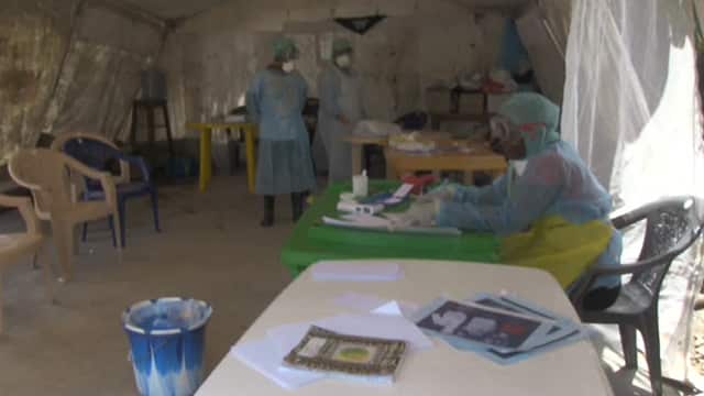The makeshift Ebola screening tent at Kenema Hospital.