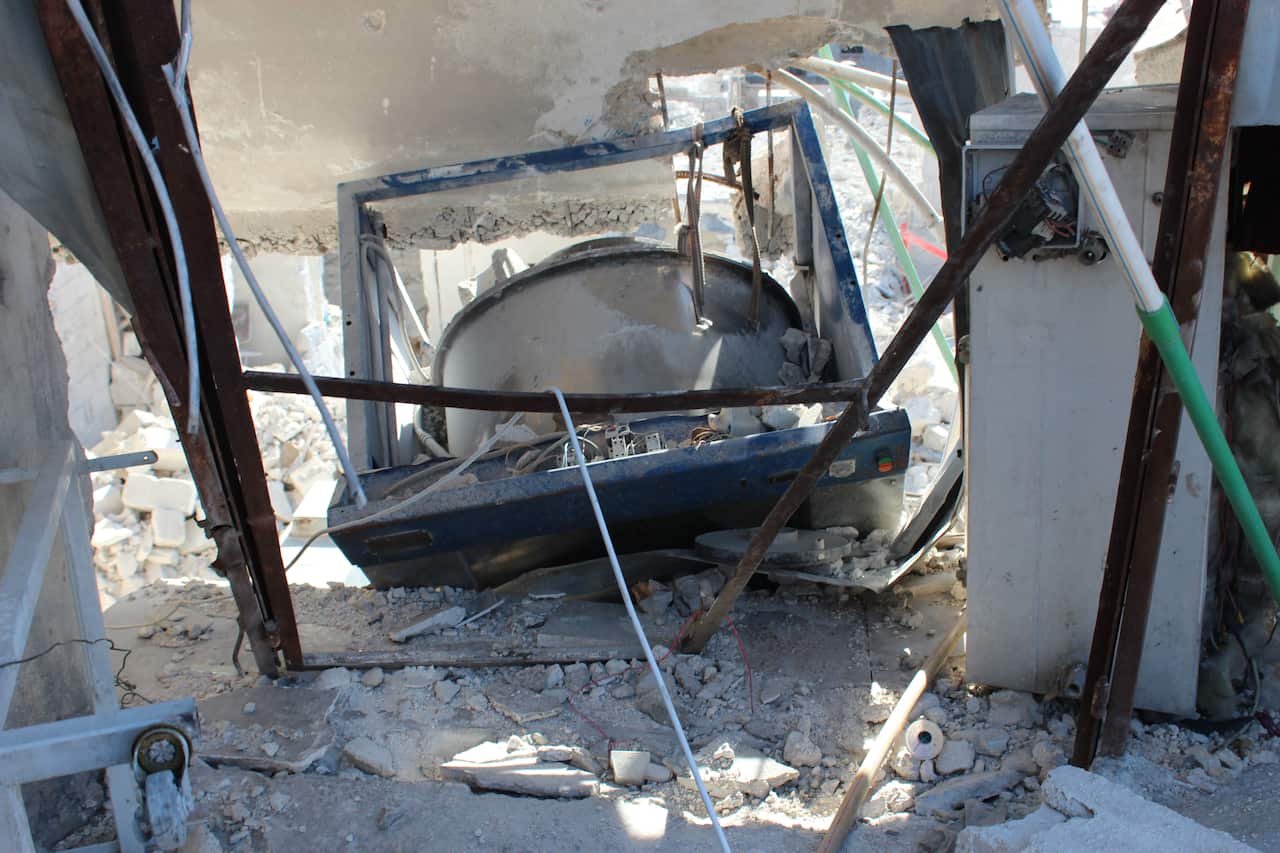 The remains of a barrel bomb that struck a hospital in Aleppo. (Photo: Sophie Cousins)