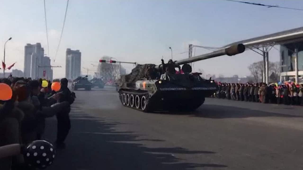 The parade was held just before US Vice President Mike Pence was due to land in South Korea.