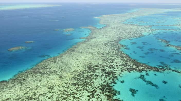 The Great Barrier Reef off the northeastern coast of Australia.