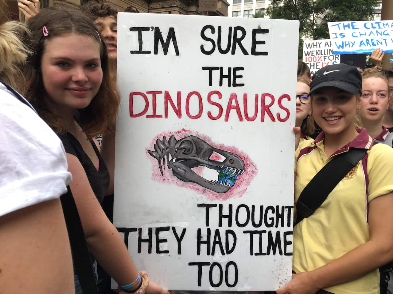 "It’s our future and it’s our responsibility," said Sarah Wiles and Lauren Bailey, both 15.