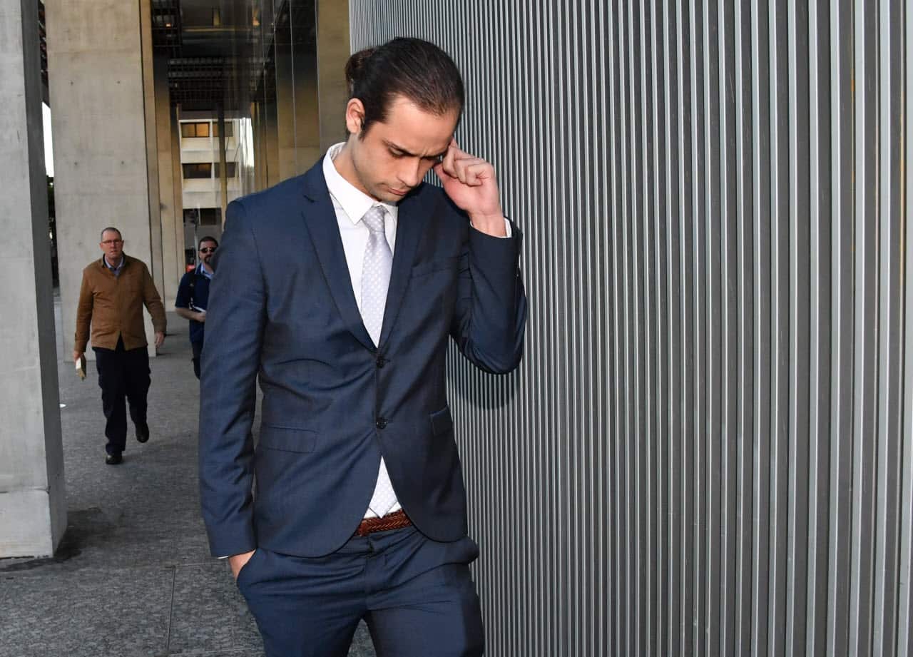 Nicholas Jackson leaves the District Court in Brisbane, Wednesday, July 26, 2017.