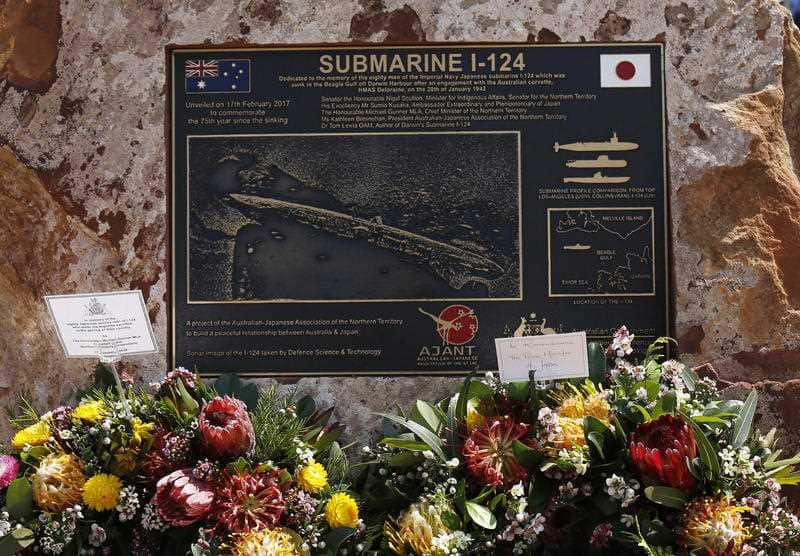 The memorial for the 80-crew Japanese submarine I-124, which was sunk off Darwin in January 1942, in Darwin.