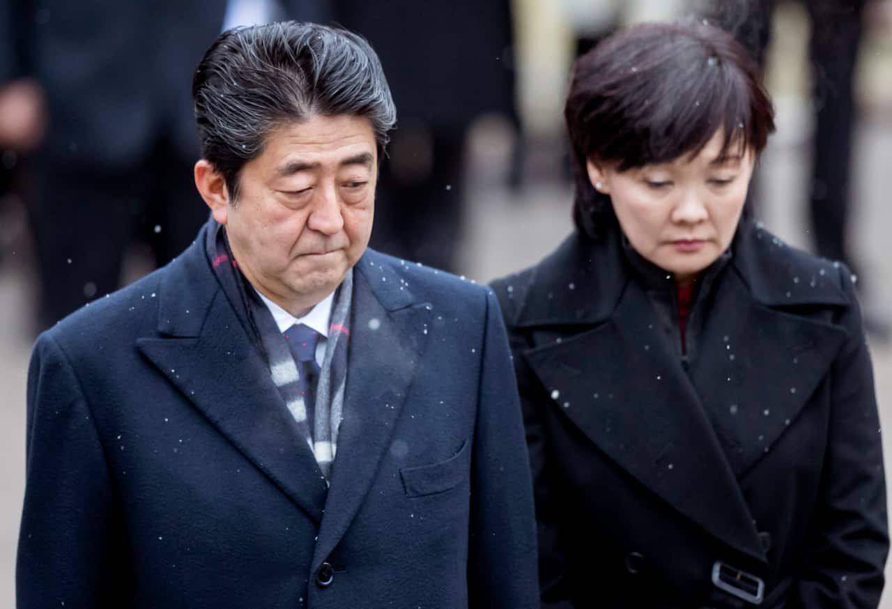 Japanese Prime Minsiter Shinzo Abe and his wife, Akie, have been embroiled in a land sale scandal. 