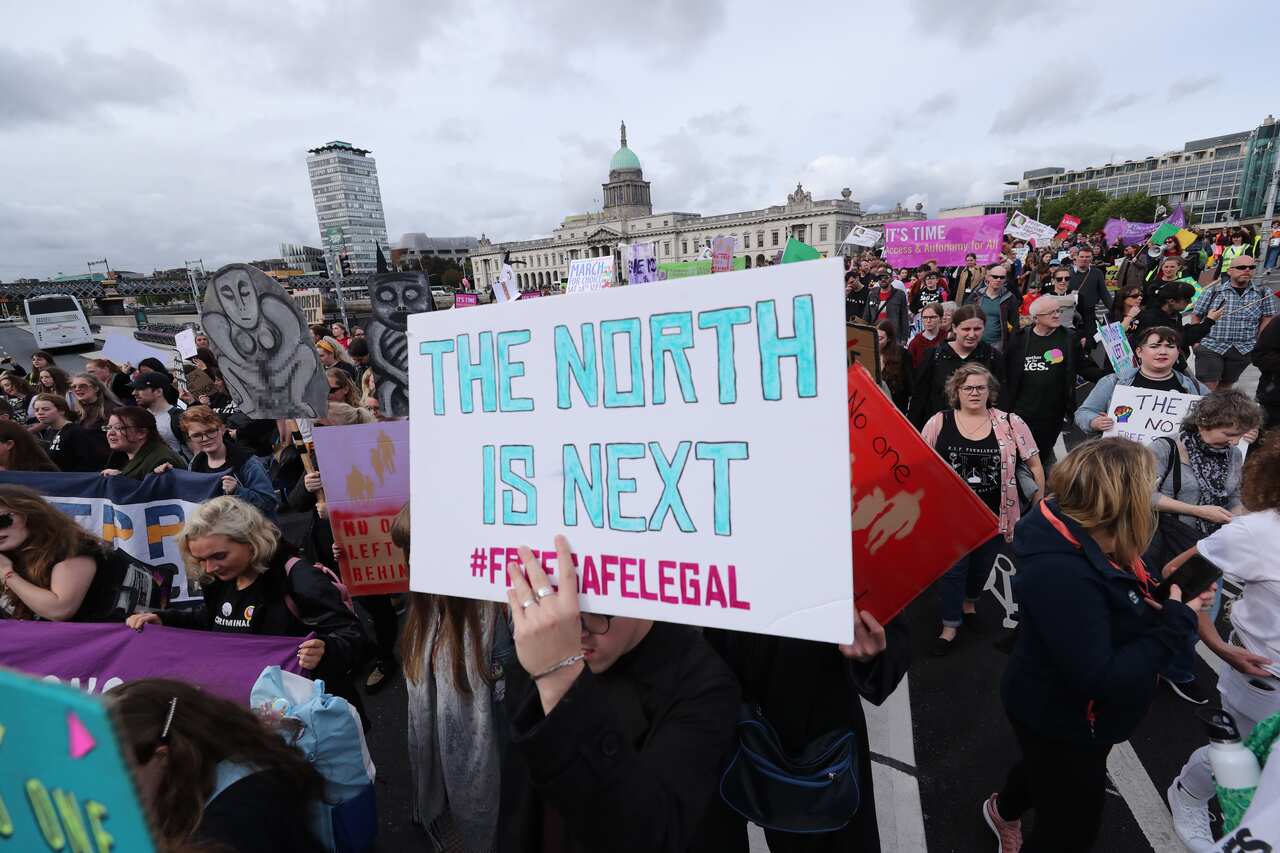 Protesters during an abortion rights campaign march in Dublin last month. 