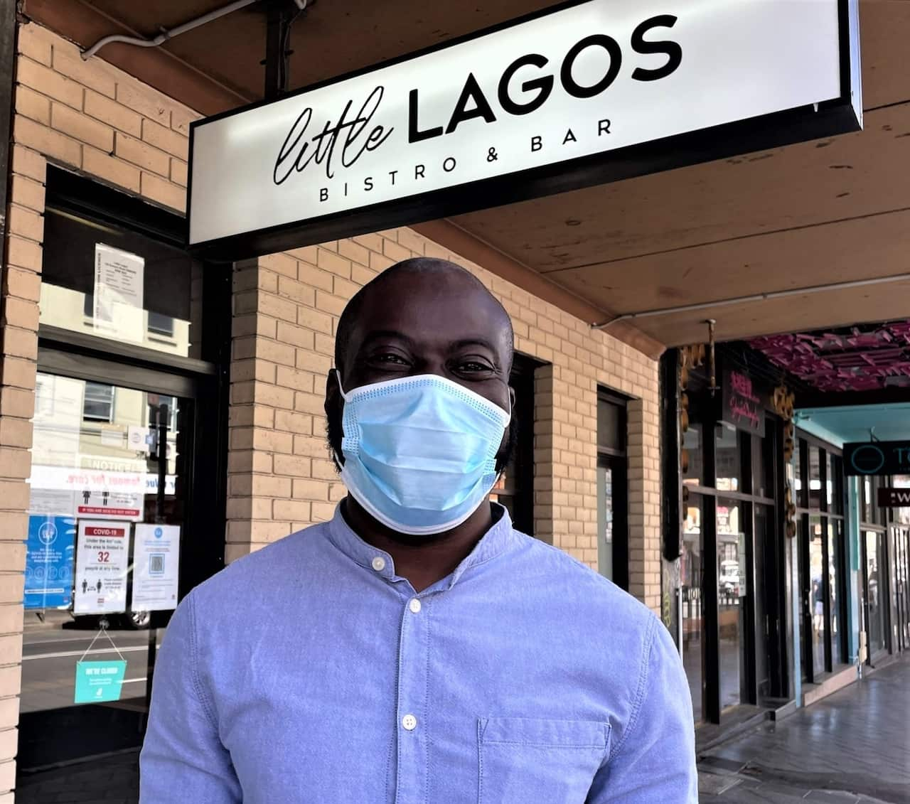 Adetokunboh Adeniyi at his Nigerian restaurant in Enmore.