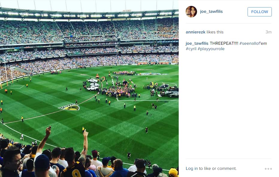 Instagram pic from fan watching the game