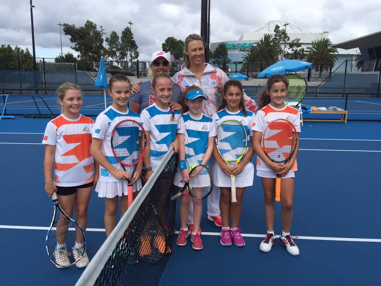 Kim Davis, Alicia Molik and players from Tennis Australia's Super 10s.