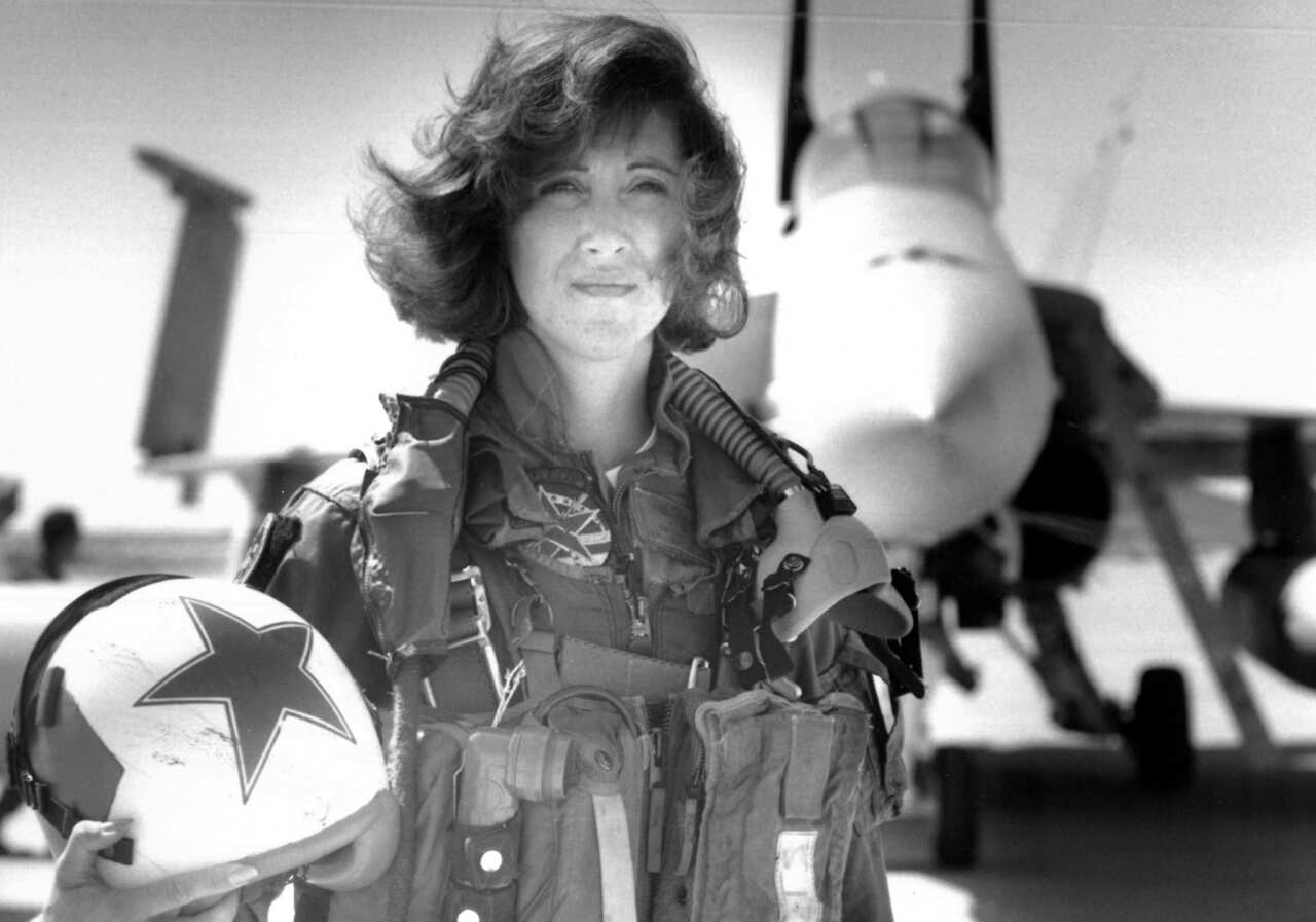 In this image provided by the U.S. Navy, Lt. Tammie Jo Shults, one of the first women to fly Navy tactical aircraft in 1992.