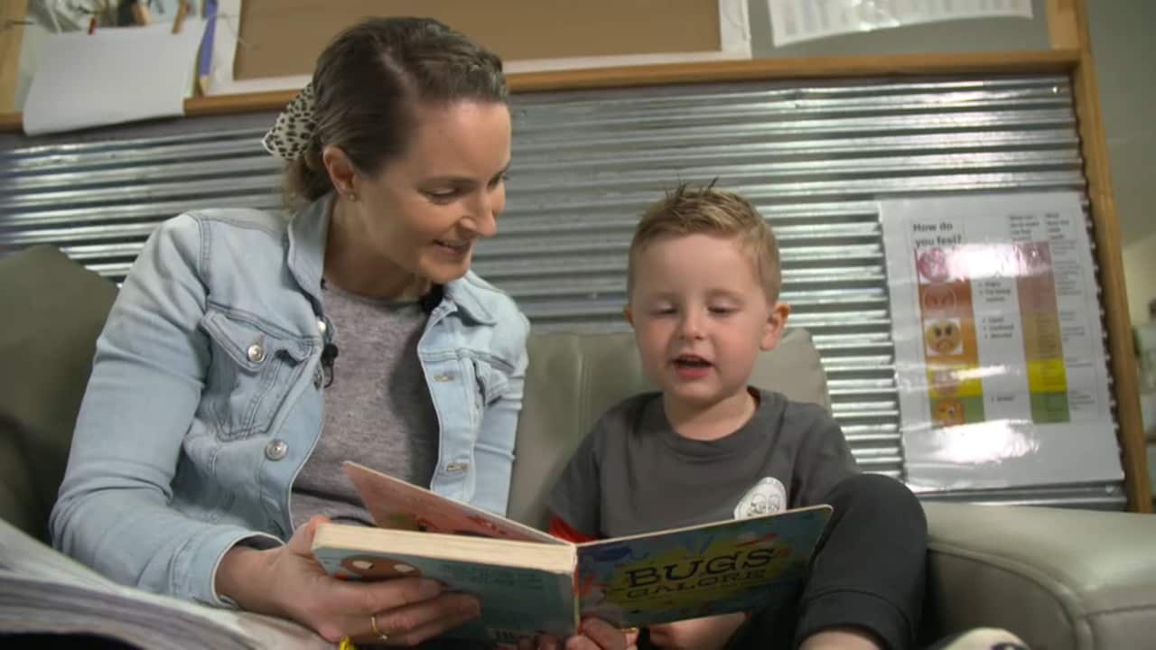 Amy Monea and her son Max enjoy some quiet time.