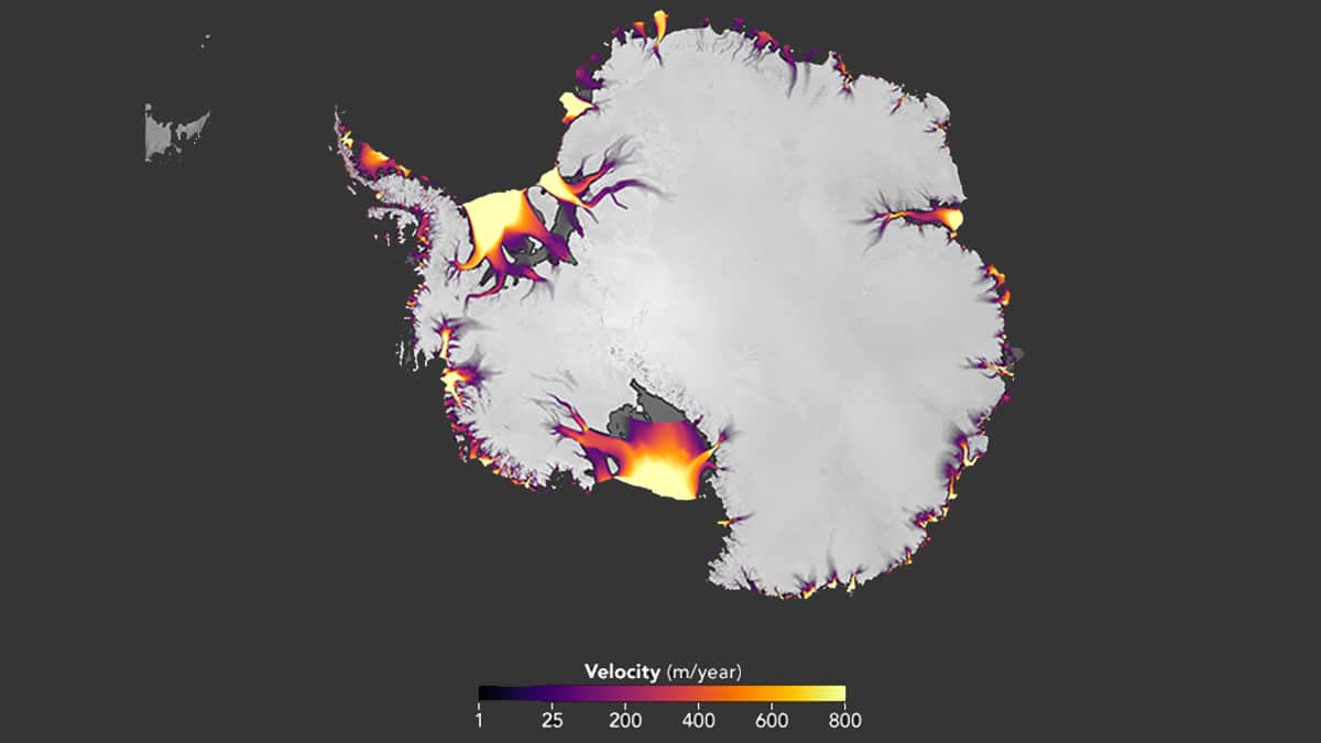 The flow of Antarctic ice.