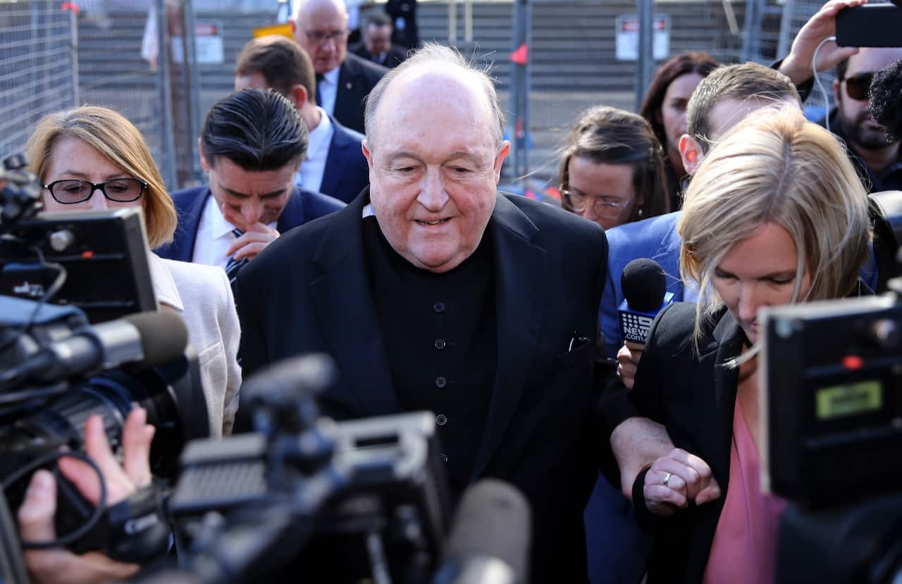 Archbishop Philip Wilson leaves the Newcastle Local Court in Newcastle, Tuesday, May 22, 2018.