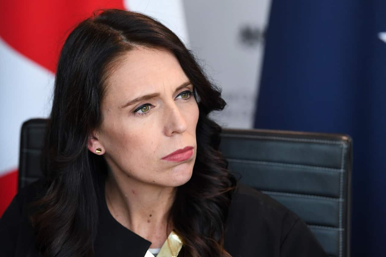 New Zealand Prime Minister Jacinta Ardern is seen during an Intelligence Partners meeting on the sidelines of the Commonwealth Heads of Government Meeting