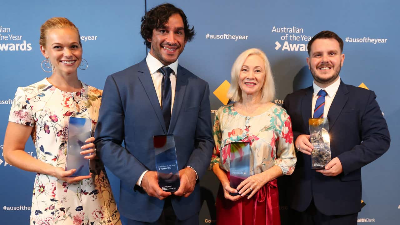 Queensland Young Australian of the Year winner Phillip Thompson with other award winners. 