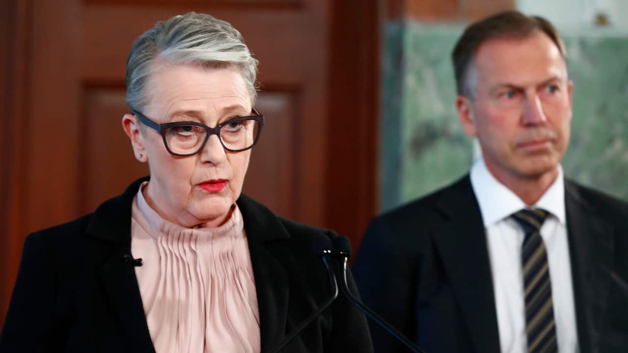 The chairman of the Norwegian Nobel Peace Prize Committee, Berit Reiss-Andersen, and the committee secretary Olav Njlstad.