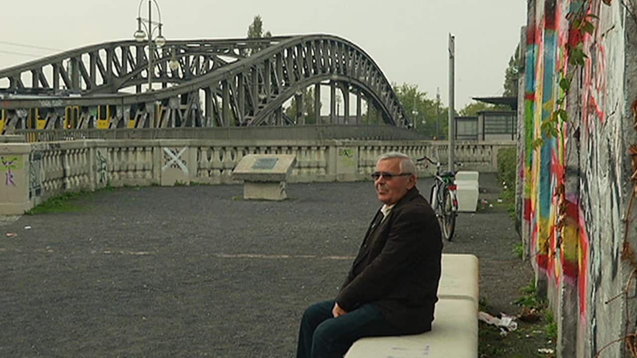 Harald Jäger sits near the site of the border crossing he once commanded, where he gave the order for the barrier to be lifted on the night the wall fell.