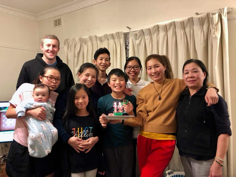 Billy celebrating his 12th birthday with family in Australia. 