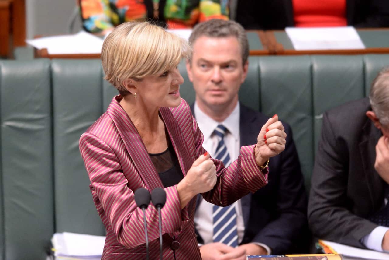 Acting Prime Minister Julie Bishop comes out swinging (AAP)