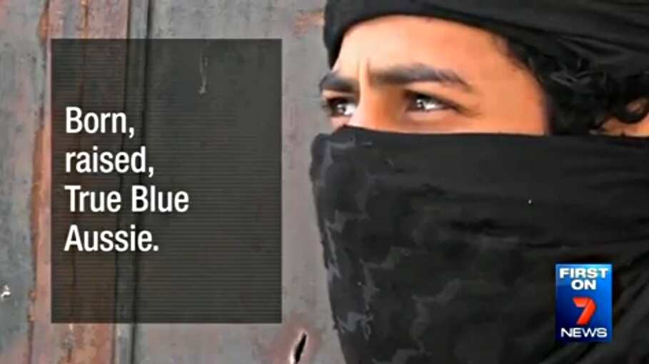 Australian man identified as Abu Ousama, who Channel Seven reports is fighting in Syria as a brigade combat medic. (Screenshot/Channel 7)