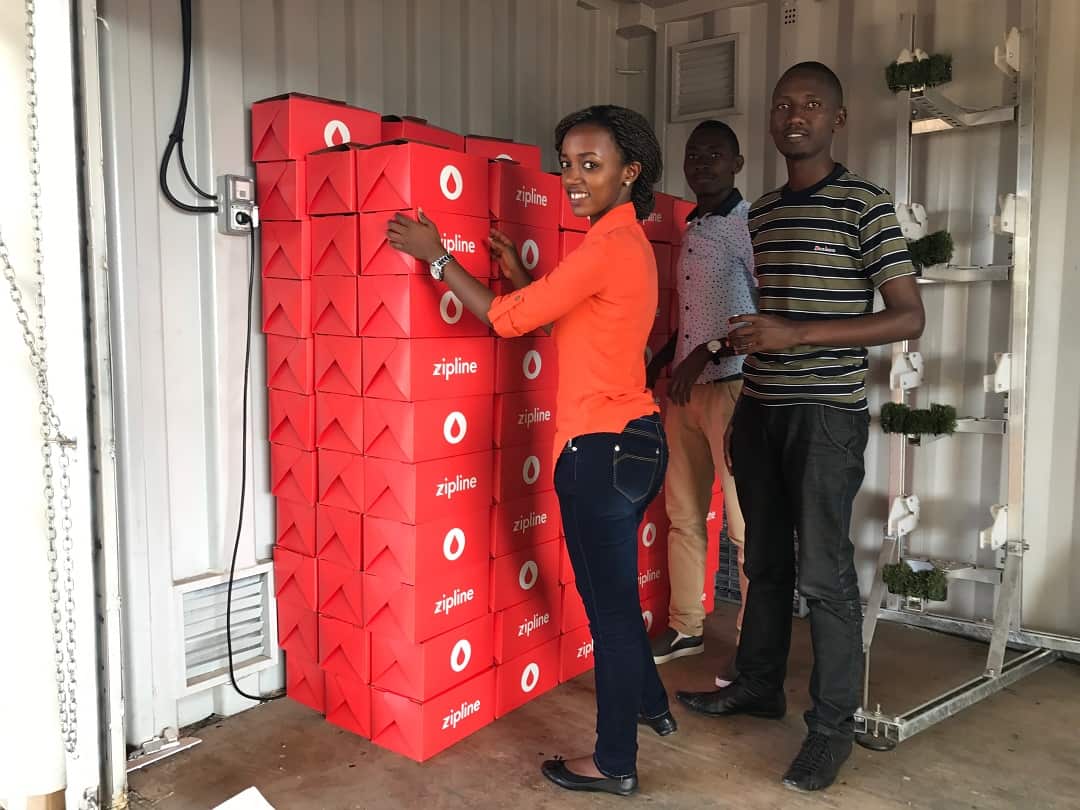 Zipline boxes in Rwanda.