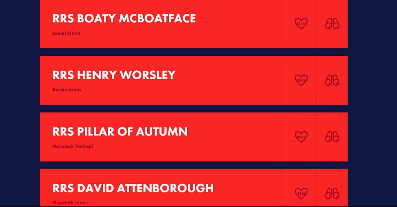 The current top four in the #NameOurShip campaign.