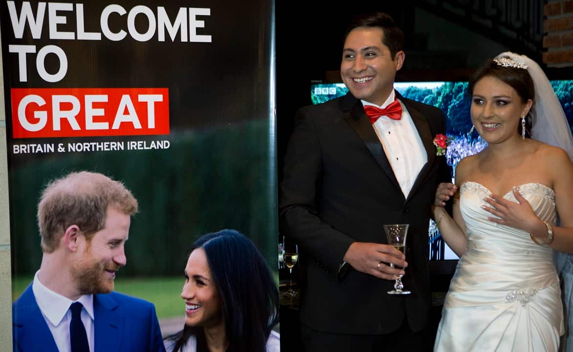 Bolivia: Newlyweds Marian Bohorquez and Fernando Rocha shared their special day with the Royals at the British ambassador's residence.
