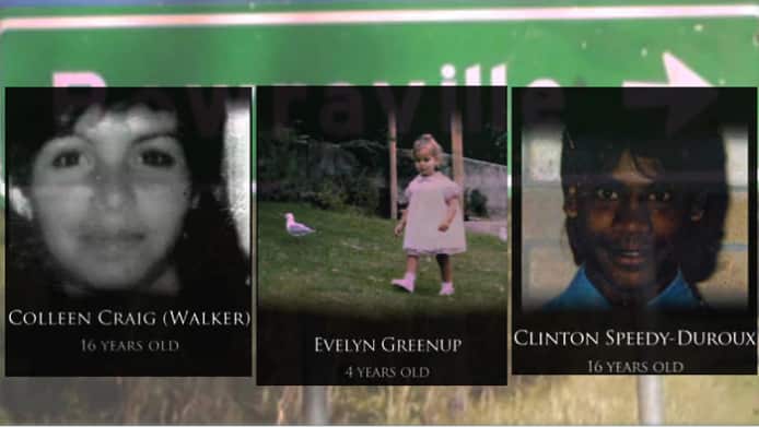 Three photos placed side by side with the names Colleen Craig (Walker), Evelyn Greenup and Clinton Speedy-Duroux underneath.
