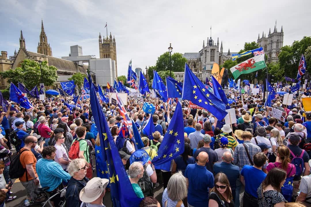 Anti-Brexit demonstrators at Parliament Square.