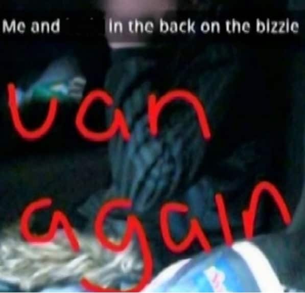 One of the girls took this photo in the police van (BBC)