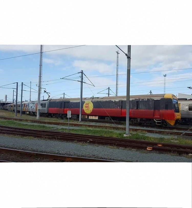 The spray painted Brisbane train 