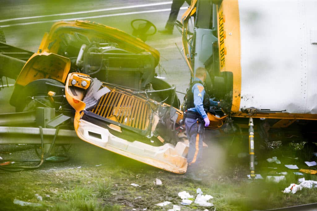 A school bus has collided with a garbage truck in New Jersey, US. 