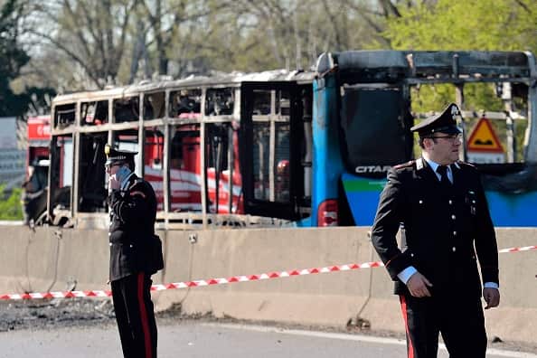 The bus driver threatened to torch the school bus, which he doused with petrol, the authorities said.