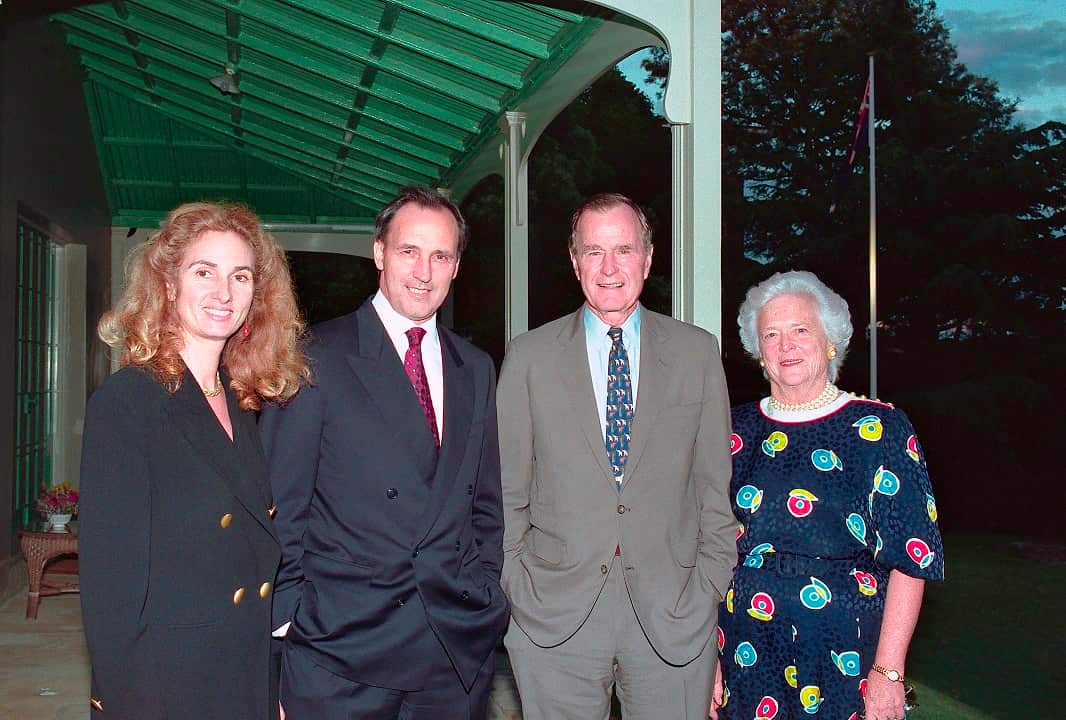 1994: Annita Keating and Prime Minister Paul Keating hosting former president George H W Bush and his wife Barbara at Kirribilli House.