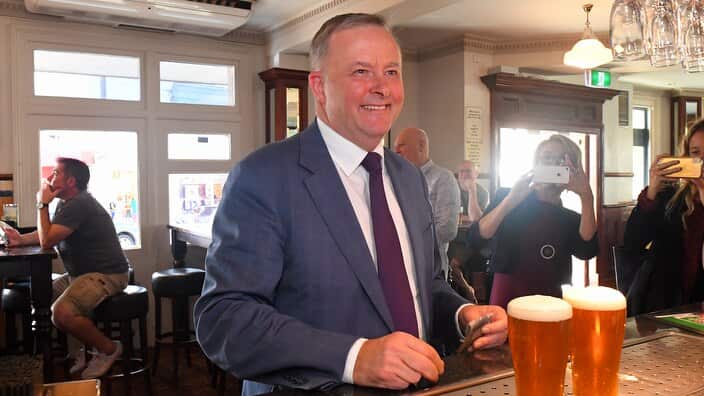 Member for Grayndler Anthony Albanese at the Unity Hall Hotel in Balmain, Sydney, Sunday, 19 May 2019.