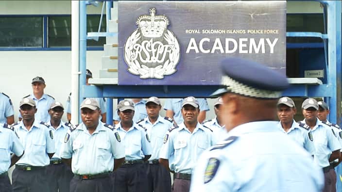 Royal Solomon Island Police Force cadets on parade