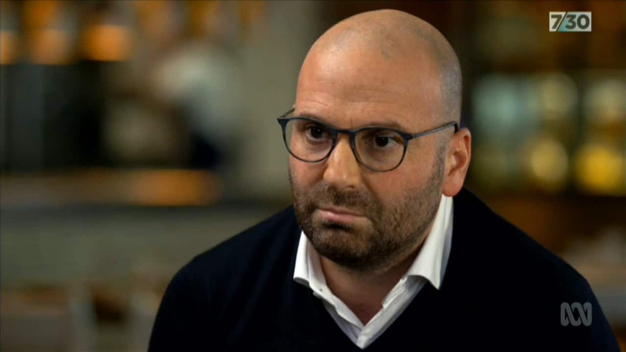 George Calombaris appears on ABC's 7:30.