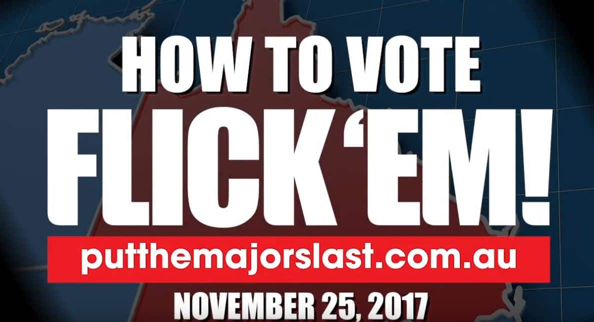 The “Flick ‘Em” campaign in last year’s Queensland election, funded by SIFA.